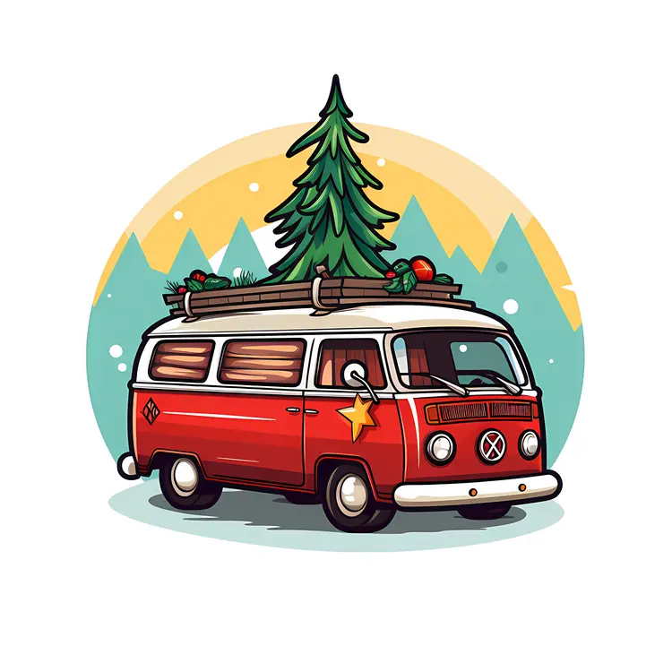 Christmas Tree on Red Van