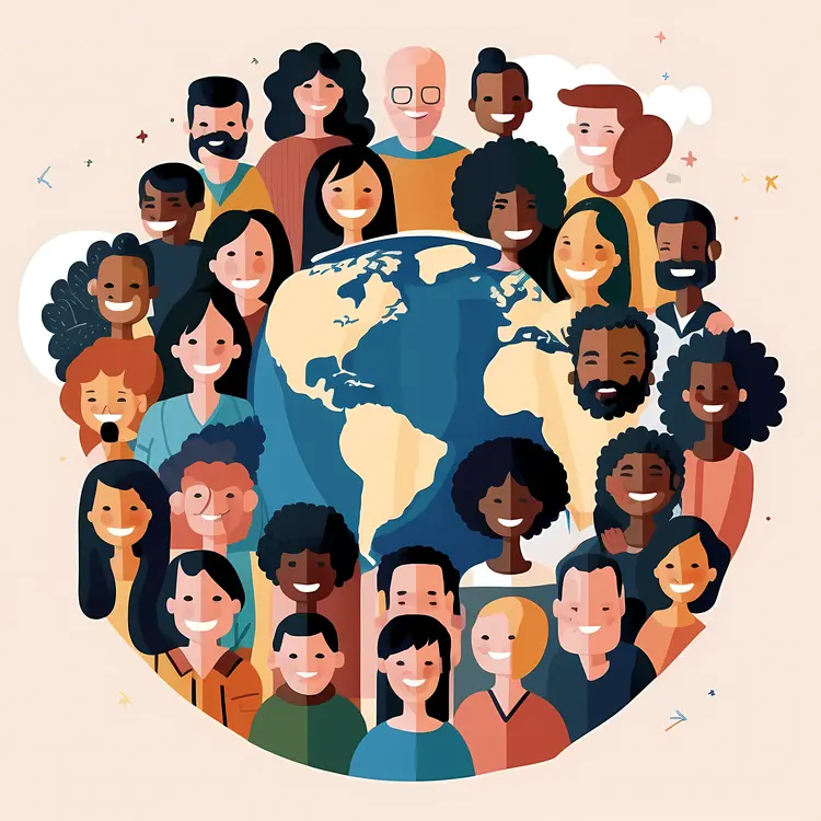 Diverse Group of People Around Earth