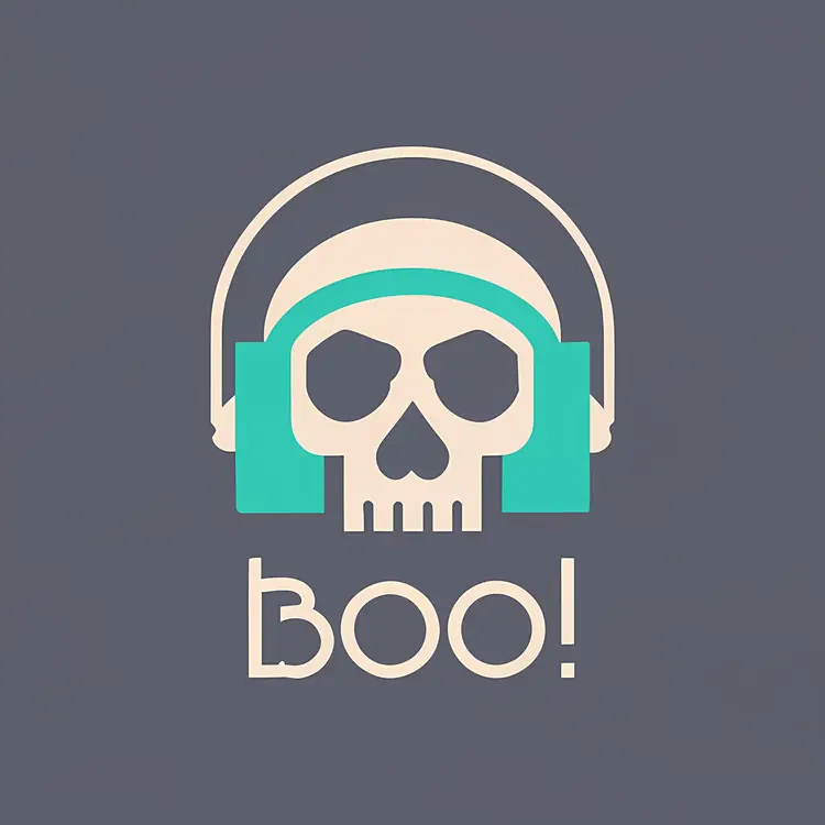 Spooky Skull with Headphones Illustration for Halloween