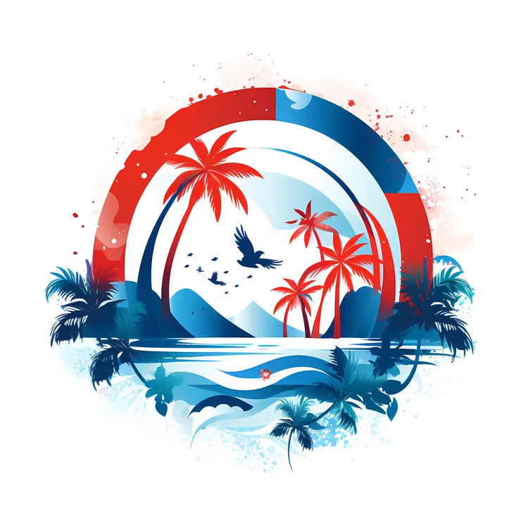 Tropical Island with Palm Trees