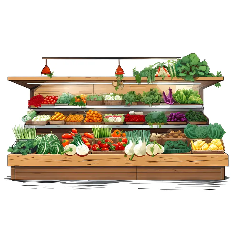 Fresh Vegetable Display at Grocery Store