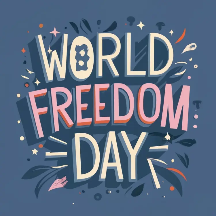 World Freedom Day Text with Stars