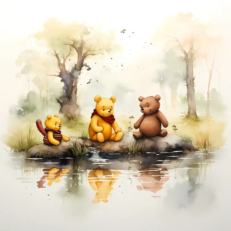 Yellow Bear with Friends by the River