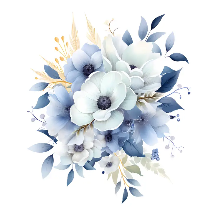 Cool Floral Bouquet with Blue and White Flowers