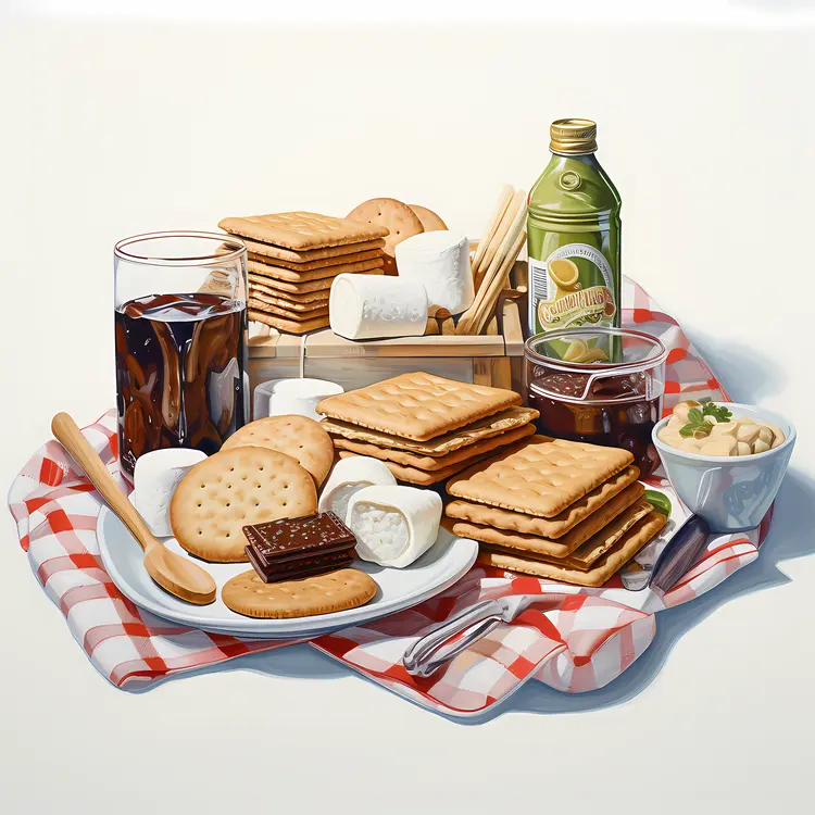S'mores with Drinks and Snacks