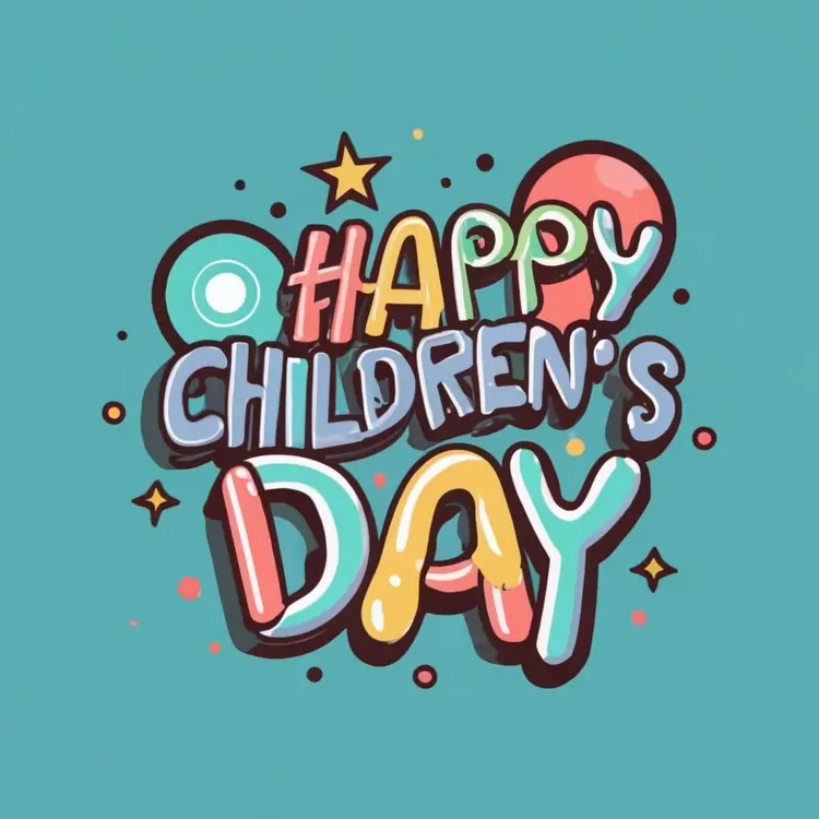 Happy Children's Day Text with Stars