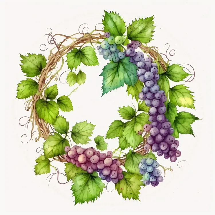 Beautiful Grapevine Wreath with Leaves and Grapes