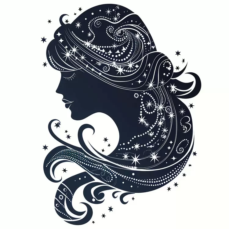 silhouette galaxy art nouveau woman abstract