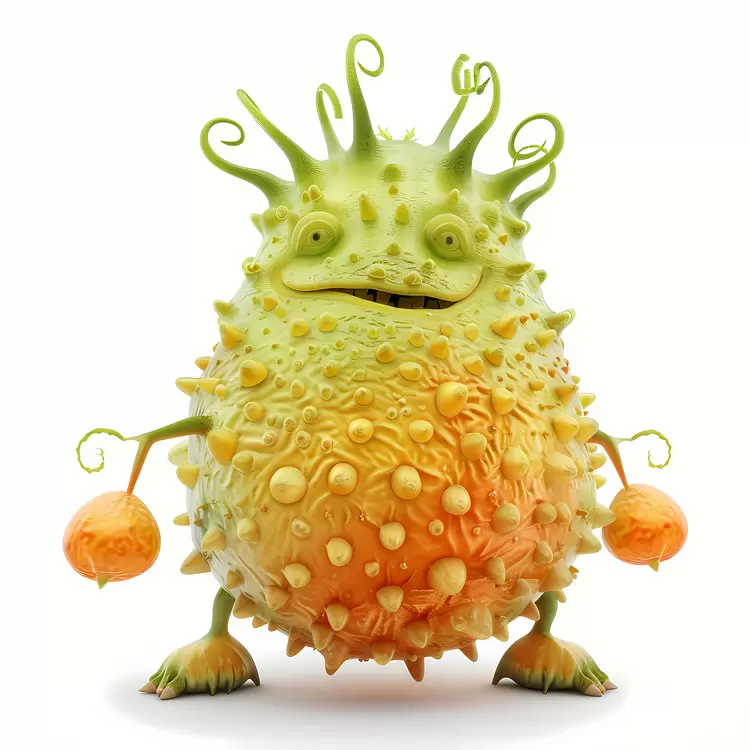 spikey orange oval eyes arms legs