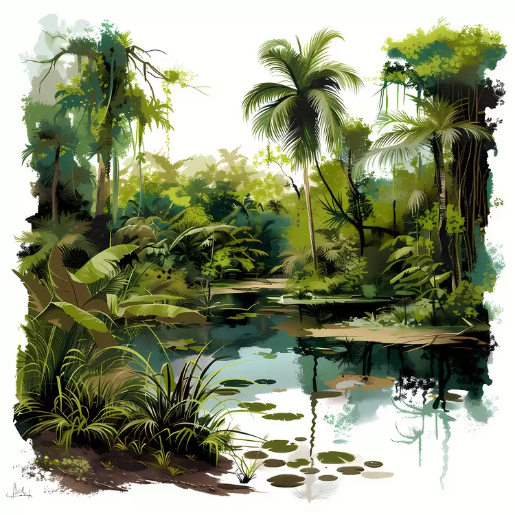 tropical jungle animals green