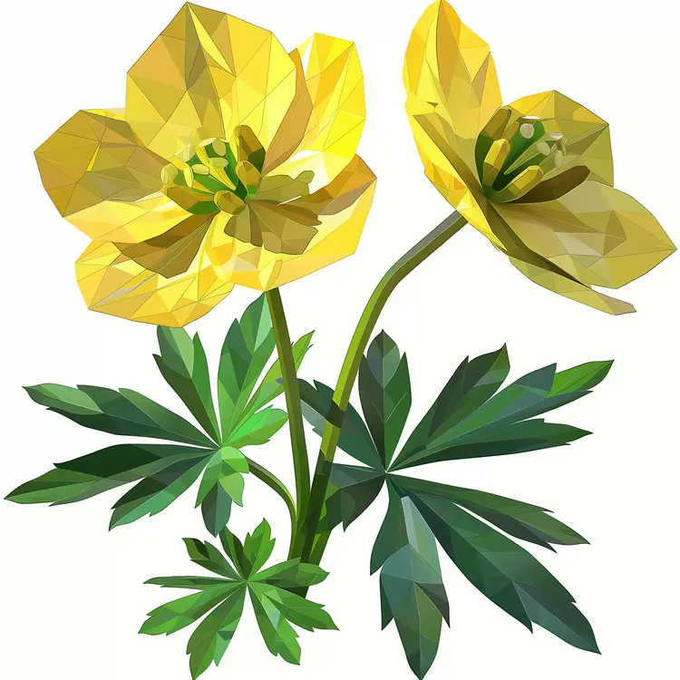 low poly blossom Yellow lily flowers