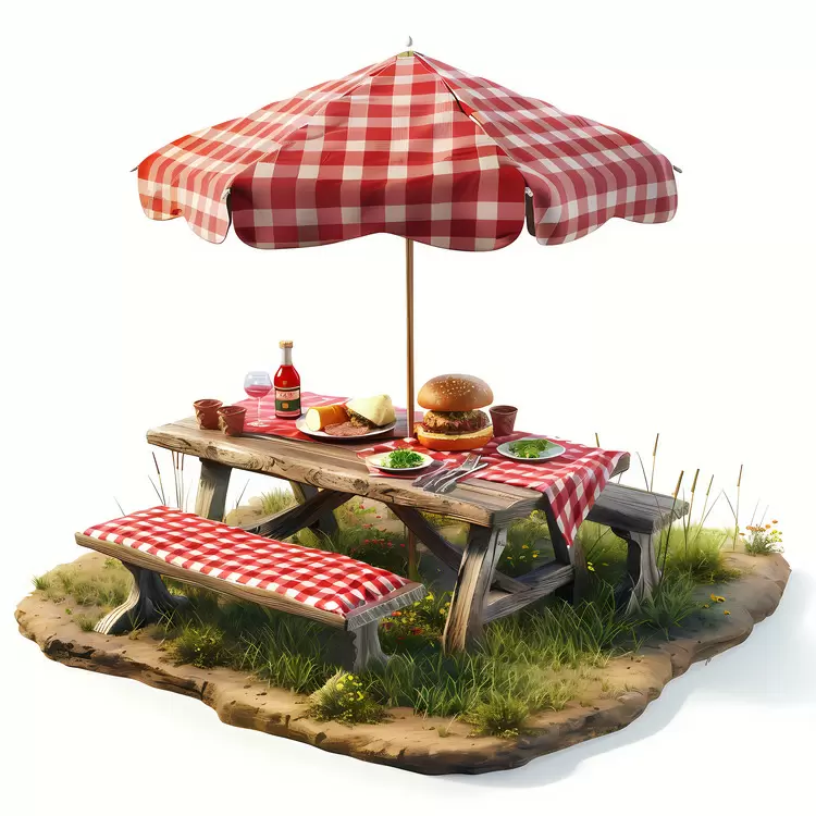 red and white checkered tablecloth lunch blanket