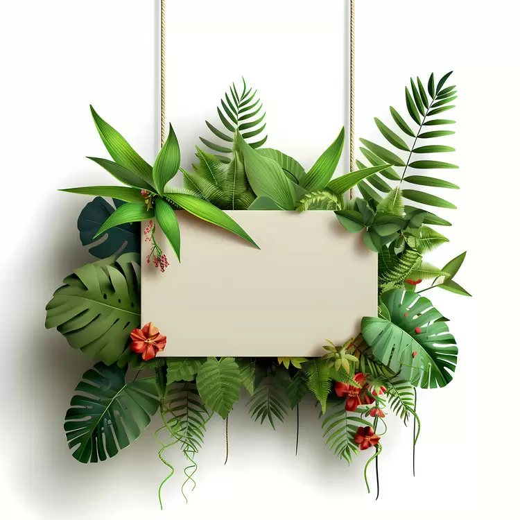green leaves summer sign board jungle wood board