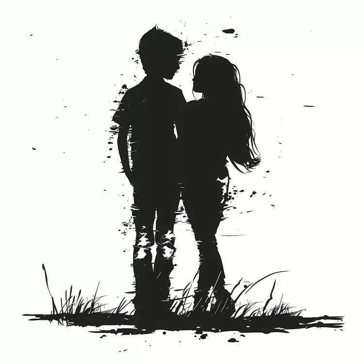 friendship silhouette hugging girl grungy