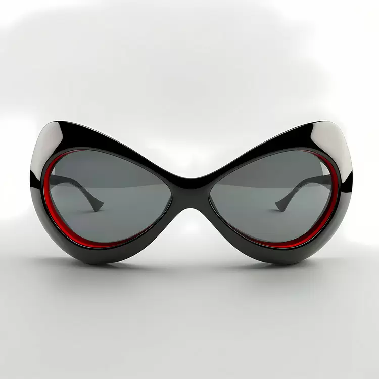 Elegant Curved lenses Black and red Retro-inspired Fashionable