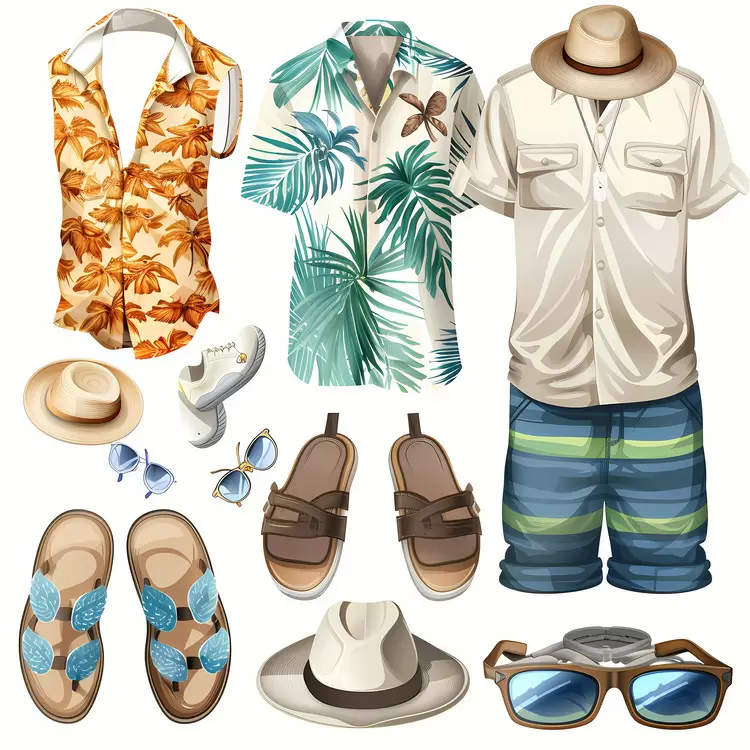 sunglasses shirt man flip flops beach attire