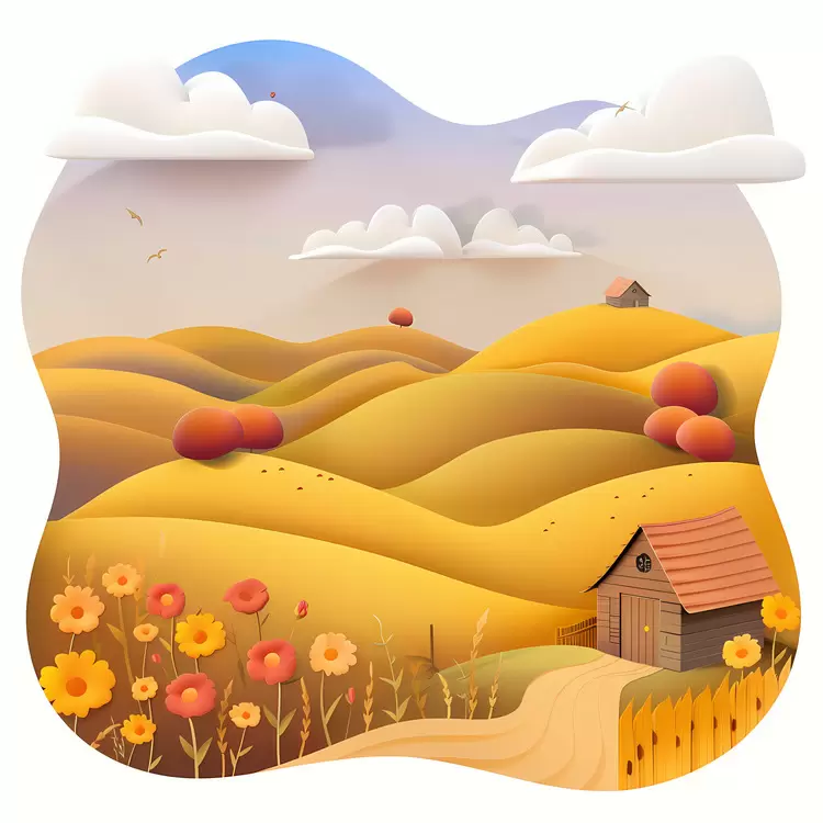 Clouds Farmhouse Prairie Sunset Flowers