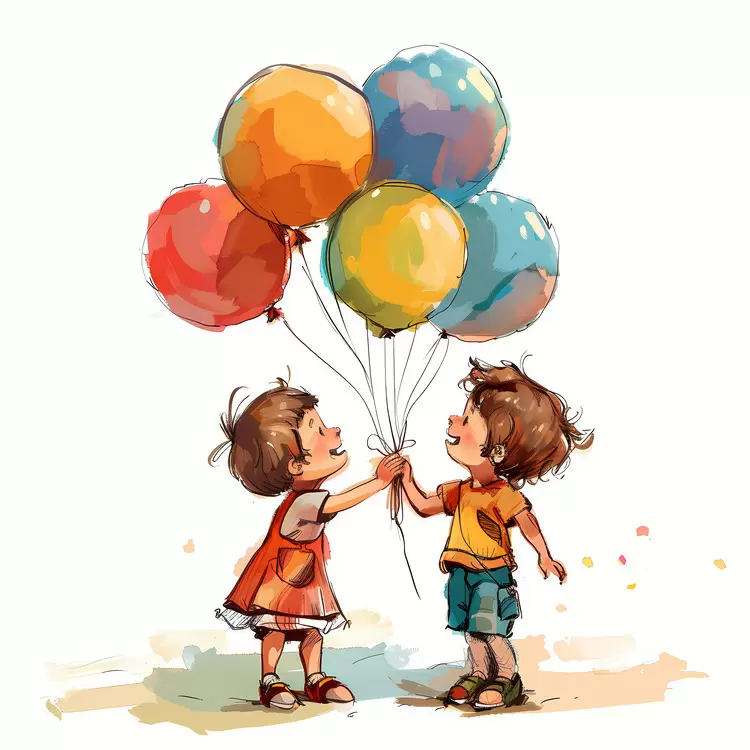 Childrens Day Watercolor drawing Laughing children Carefree Childhood memories