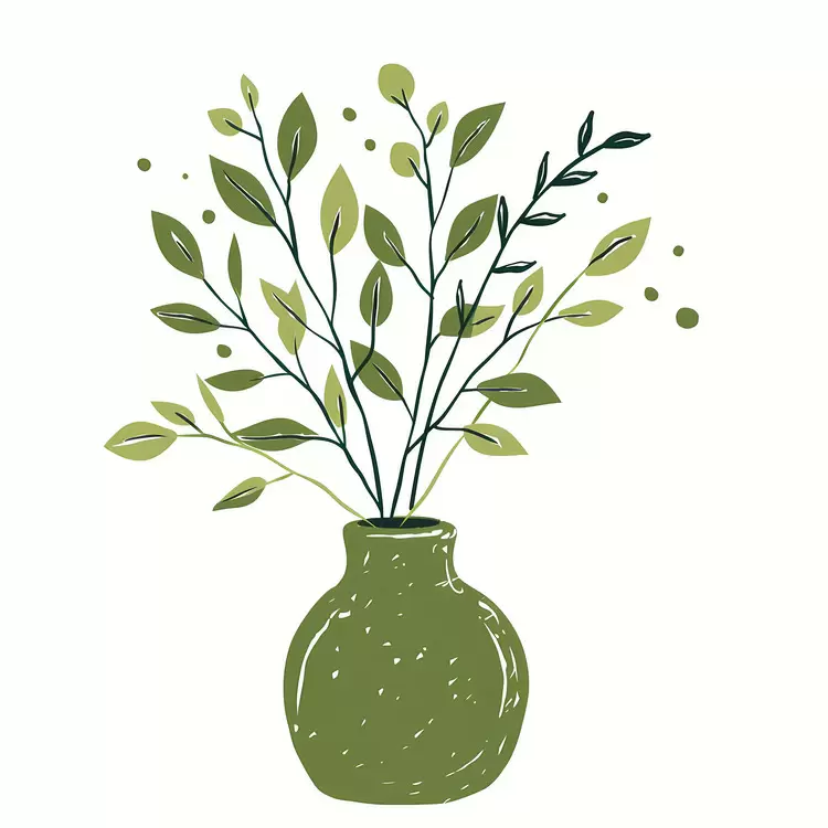 Floral Green Vase Realistic Nature Inspiring