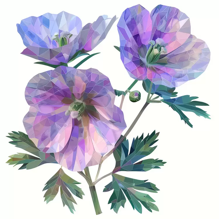 Natural Bohemian Petals Pink Low poly