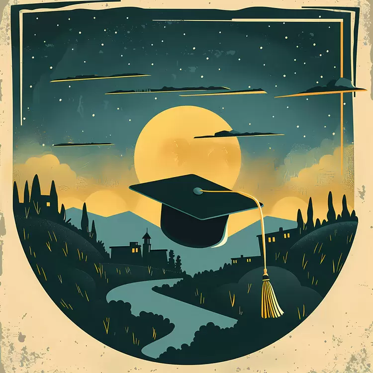 Graduation Rivers Mountains Grad cap Paths