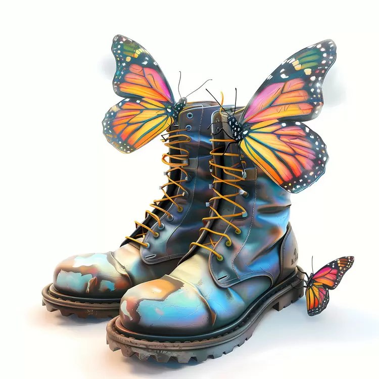 butterfly Texture Realistic Flowers Shoe