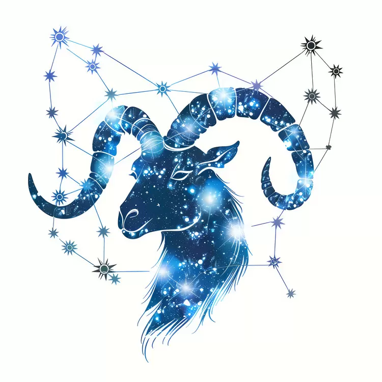 black and white ram monochrome Capricornus stars