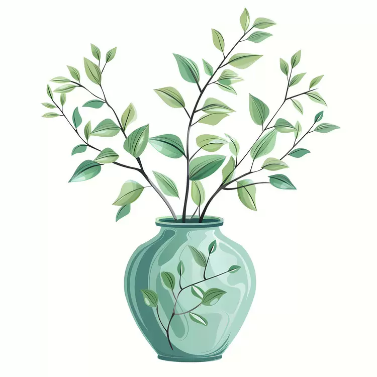 branches vector design stem vase green