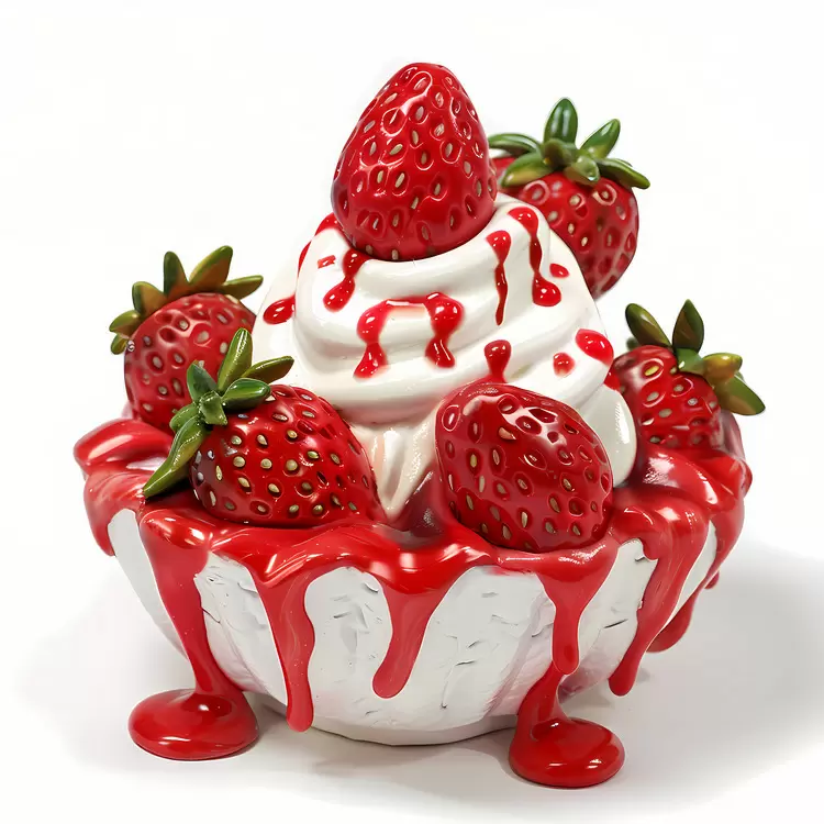 fruits ice cream red swirl syrup