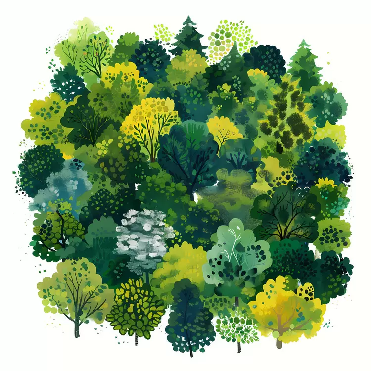 lush verdant greenery landscape tree top view