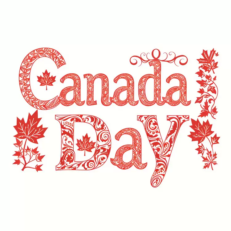 Canada Day national holiday typography floral