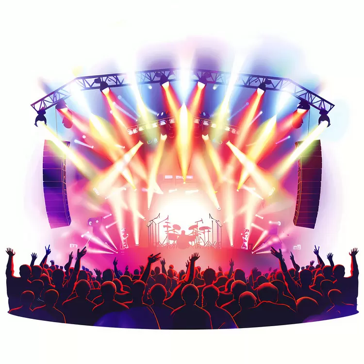 concert stage crowd of people music concert stage setup
