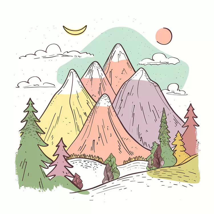 serene pastel scenic hand drawn vibrant