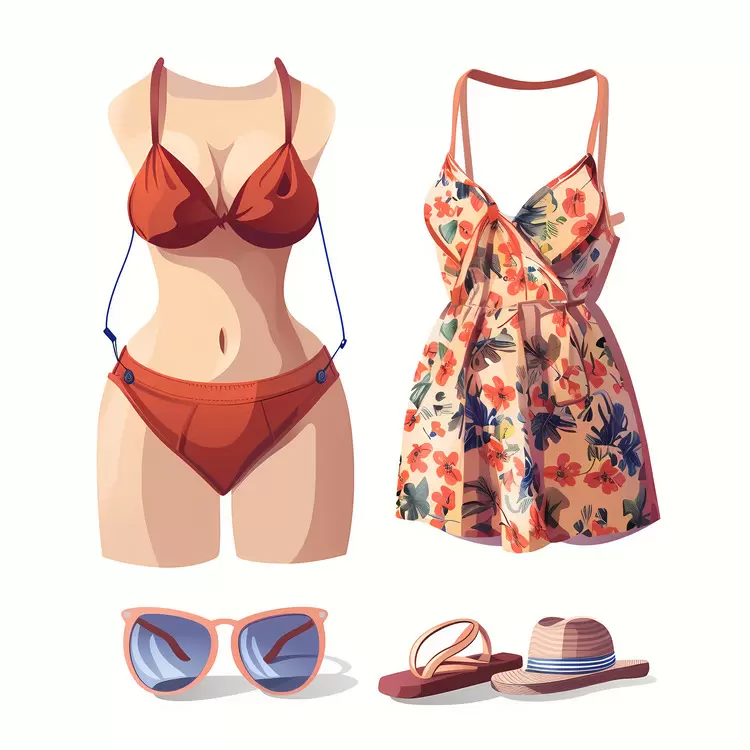 Women's swimwear summer Bikini bottom Sunhat Beachwear