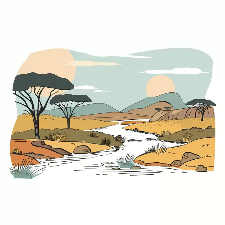 sunlight africa landscape trees african savannah