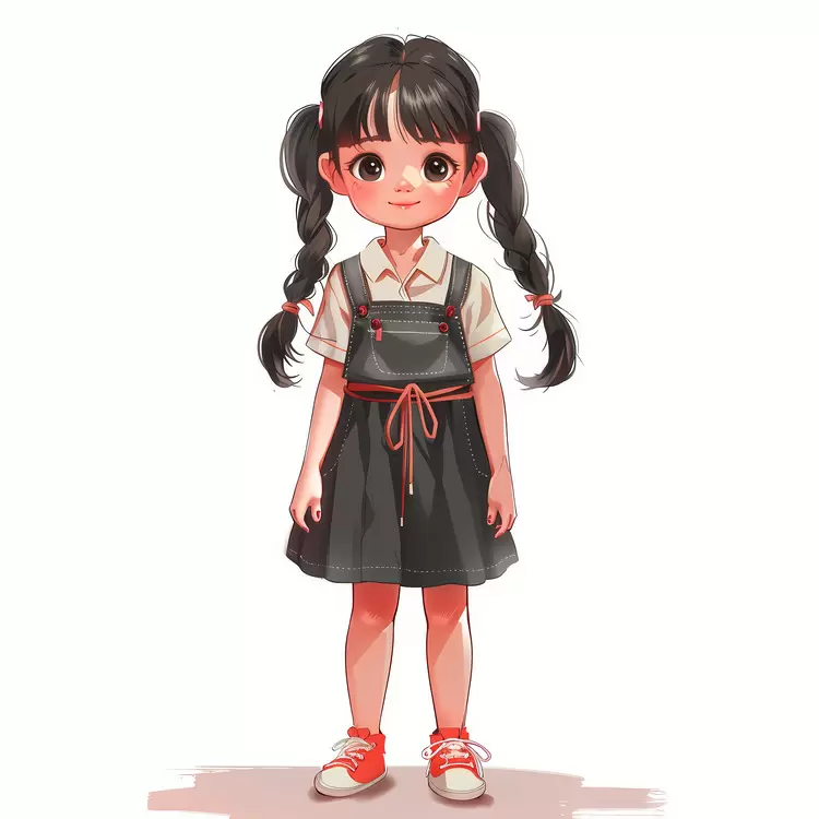 red lipstick girl white socks round face Childrens Day