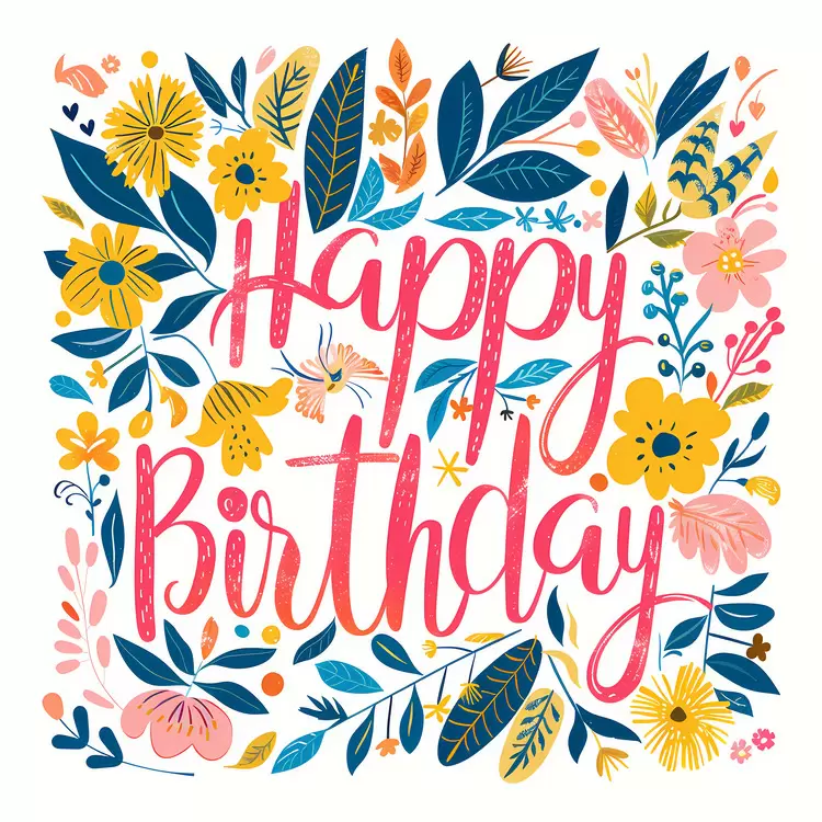 whimsical handmade card Happy Birthday colorful