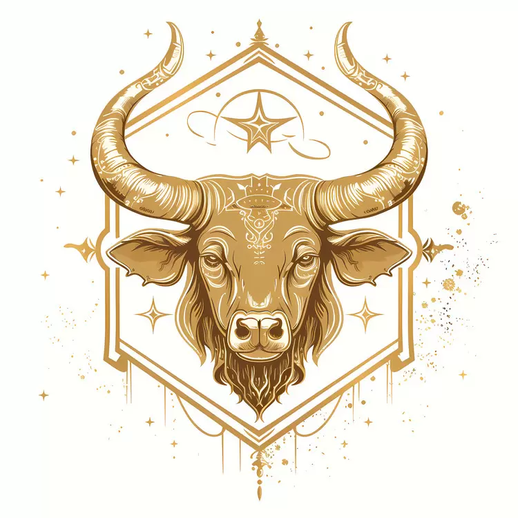zodiac sign art deco golden color taurus horns
