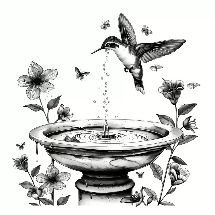 butterflies flowers water hummingbird Bird Bath