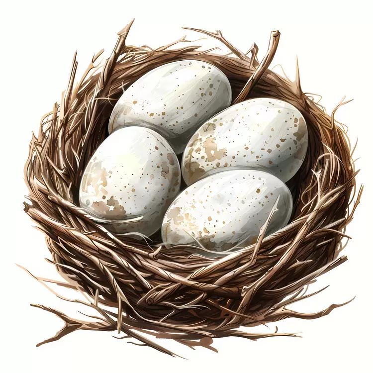 Nest with eggs Drawing of eggs in a nest Nest of eggs Illustration of eggs in a nest Eggs in a nest on a white background