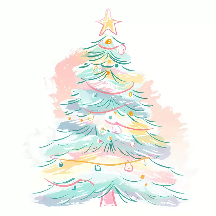 Pastel colors Hand-painted Painterly effect Painted tree Watercolor effect