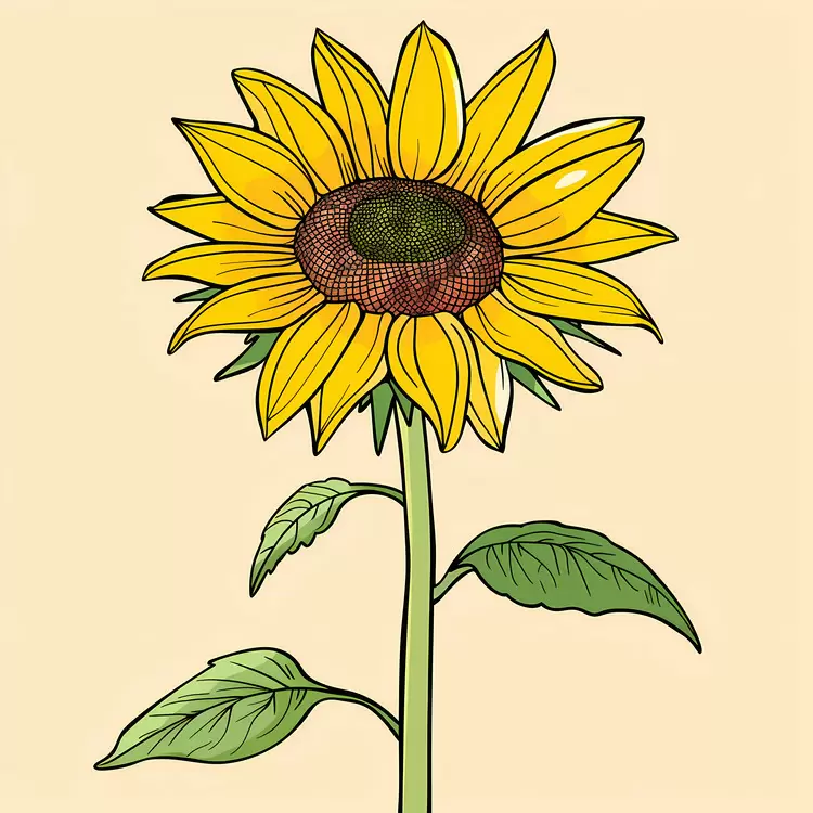 Yellow Sunflower Stylized Simple Modern