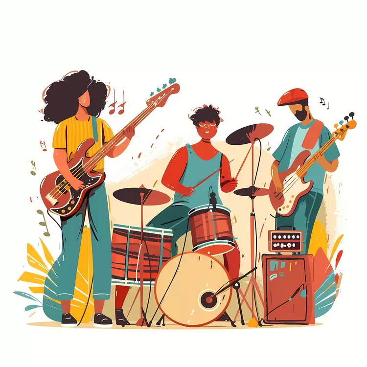 live performance vocals drums music equipment band members