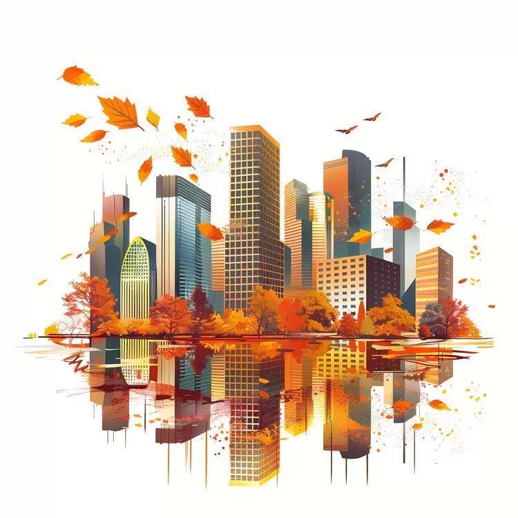 fall foliage reflections autumn cityscape