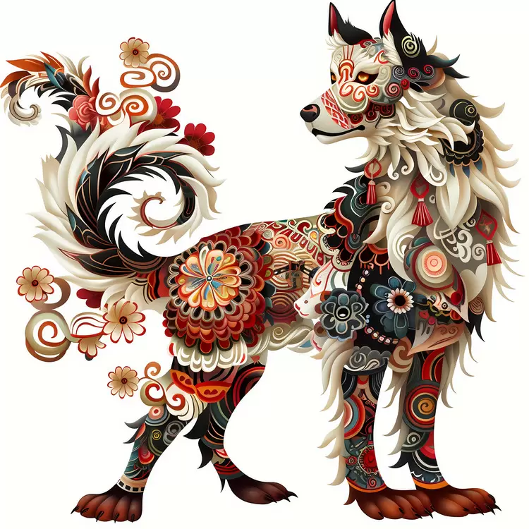 vibrant whimsical intricate colorful dog