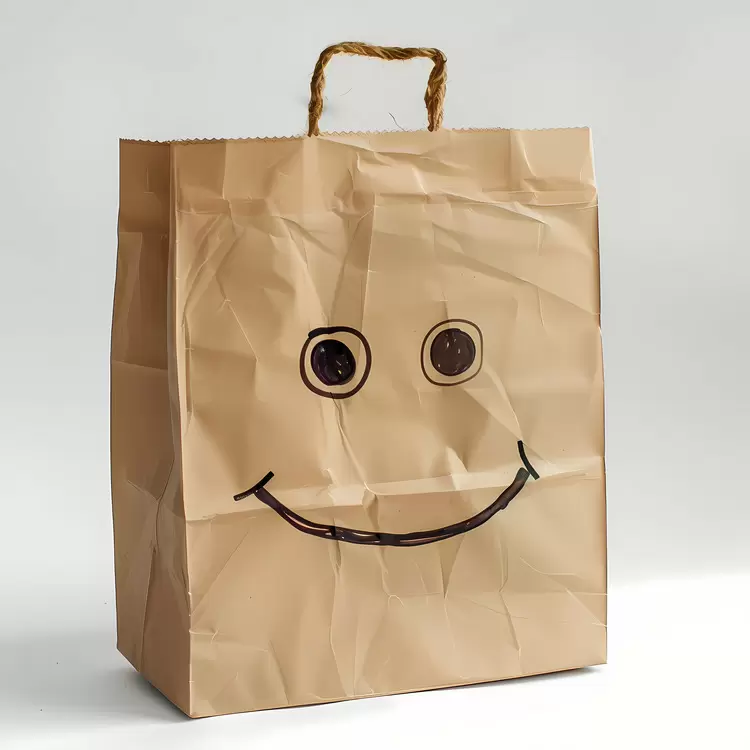 Artistic bag Toilet paper bag Happy face Recycled bag Handmade bag