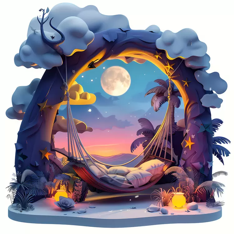 Lamp post Hanging hammock summer night Mood Jungle jungle
