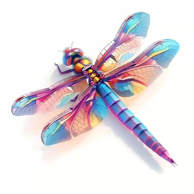 Artistic Shimmering Colorful Dragonfly Stylized