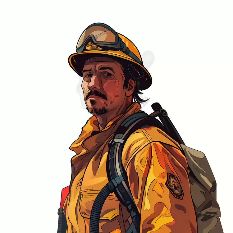 safety helmet protective gear red vest Wildland firefighter