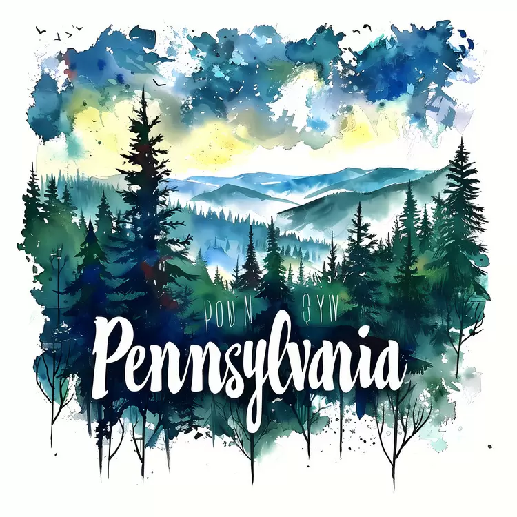 natural landscape forest mountains Pennsylvania landscape painting